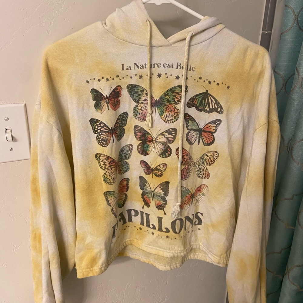 Yellow French Butterfly Pull over sweater
